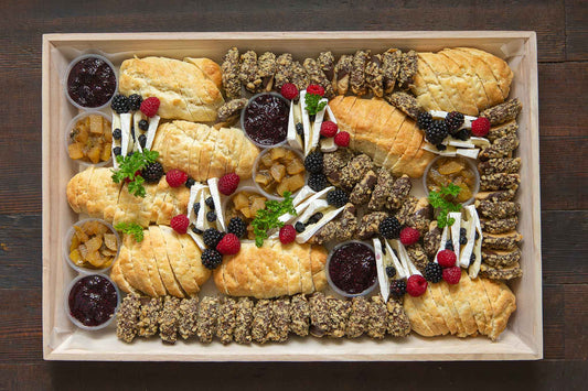 Corporate events snack board of fresh baked bannock and cookies