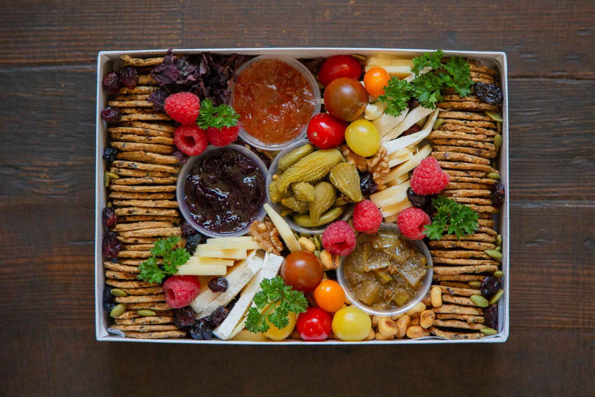 vegan charcuterie box featuring traditional Indigenous plant medicine jams